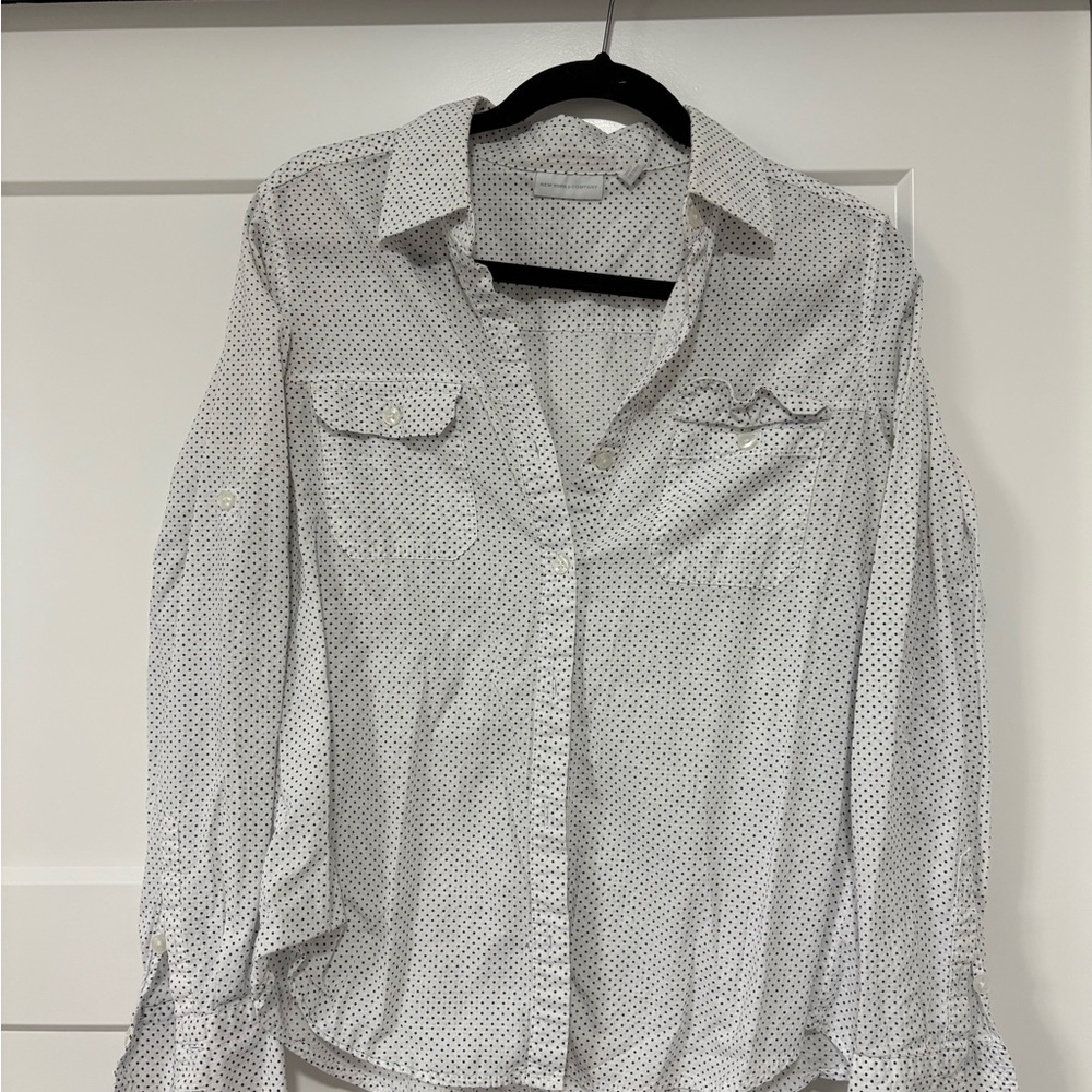 New York & Company Polka Dot and Plaid Blouses